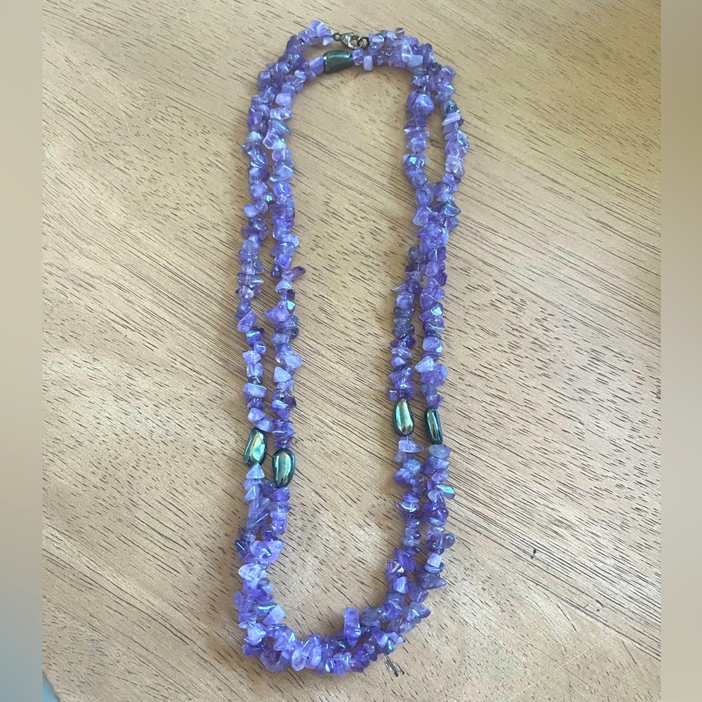 Beautiful VINTAGE Purple Amethyst-esq Beaded Long Strand Necklace from Provence
